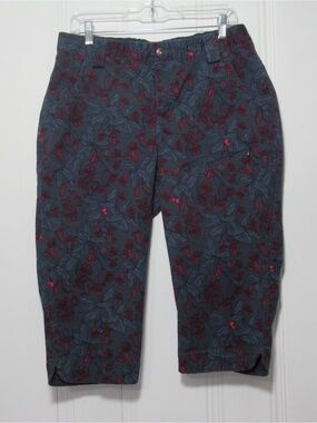 Duluth Trading Co Rootstock Gardening Petal Pushers Capri Pants Floral Ladybugs